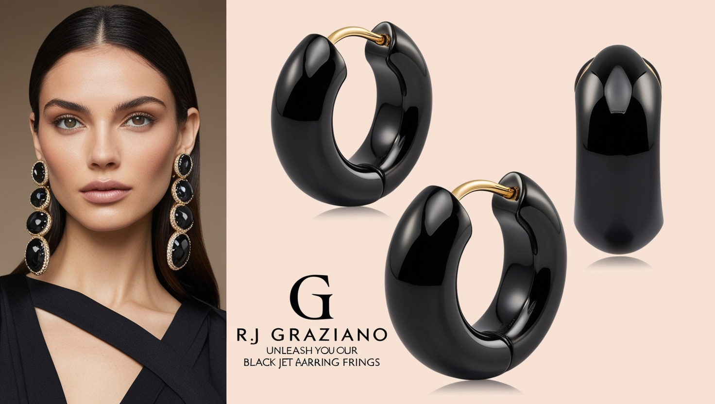 RJ Graziano Black Jet Earrings Frings